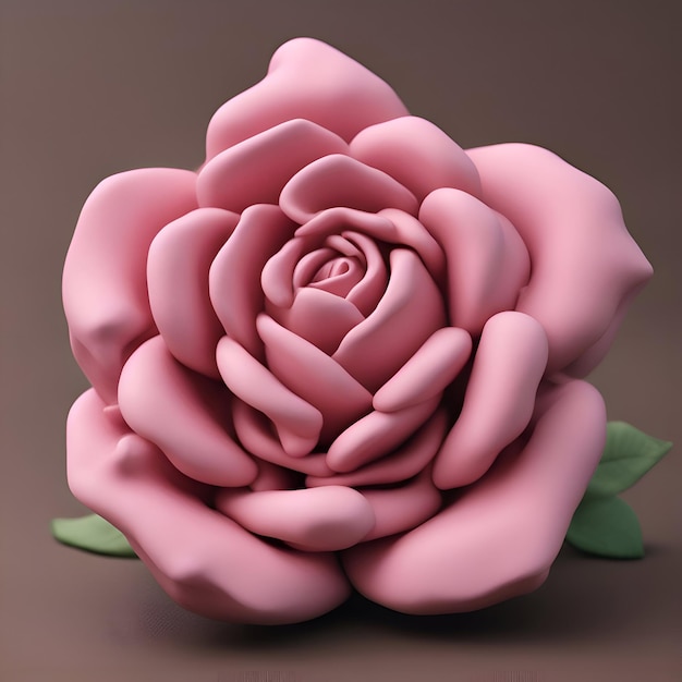 Foto rosa rosa em uma ilustração 3d de fundo cinza render