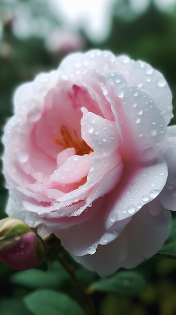 Una rosa rosa bajo la lluvia