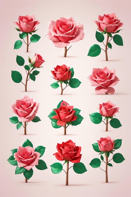 rosa rosa ou rosa vermelha fundo limpo adesivo de fundo branco para