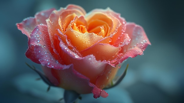 Una rosa rosada con gotas de agua