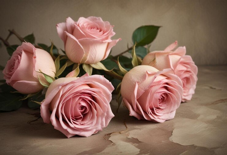 Foto una rosa rosada con hojas verdes en ella