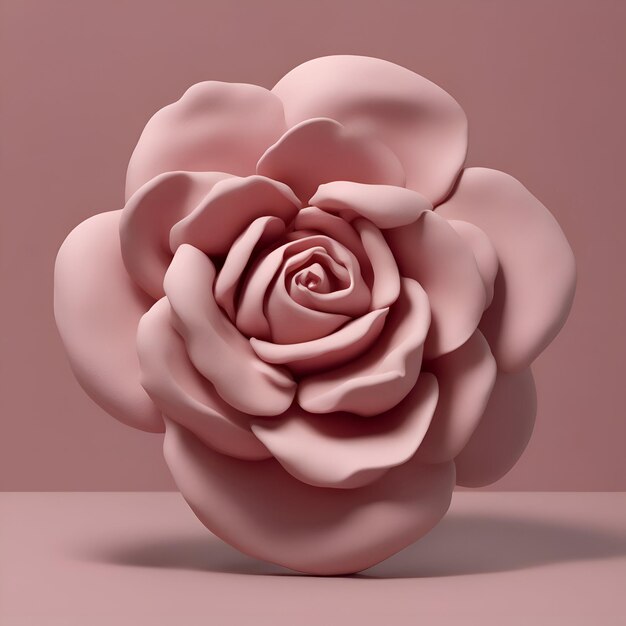 Rosa Rose auf rosa Hintergrund 3D-Rendering 3D-Illustration