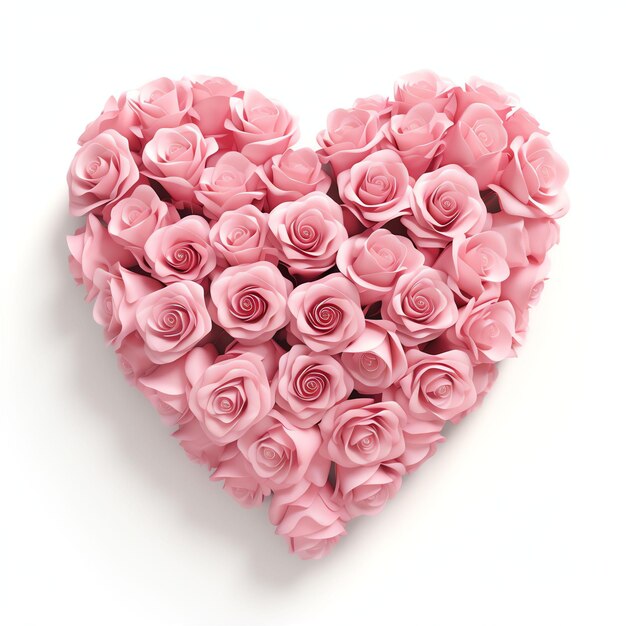 Rosa Rose Form Herz Liebessymbol isoliert auf weißem Hintergrund