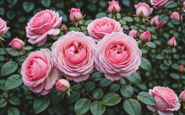 Rosa Rosen in einem Garten