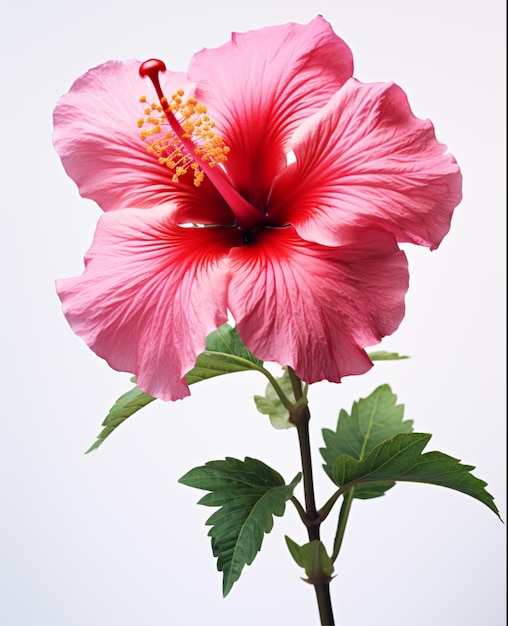 rosa Rosenblume weißer isolierter Hintergrund mit Abschnittspfad Natur Nahaufnahme ohne Schatten