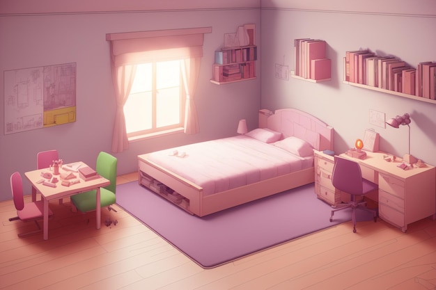 Rosa Schlafzimmer Illustration des Zimmers eines Mädchens Teenager