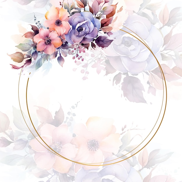 Rosa todo el día acuarela Colección de cliparts y plantillas de invitaciones de boda