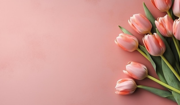 Foto rosa tulpen auf einem rosa hintergrund