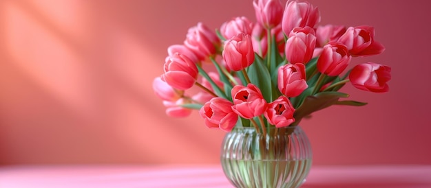 Rosa Tulpen in einer Vase auf dem Tisch