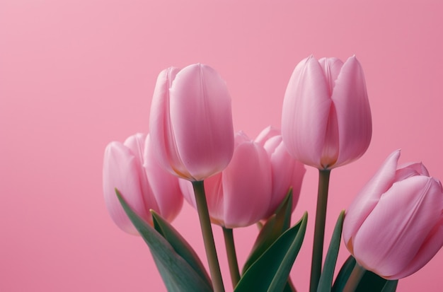 Rosa Tulpen vor einem rosa Hintergrund
