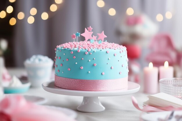 Rosa und blauer Kuchen