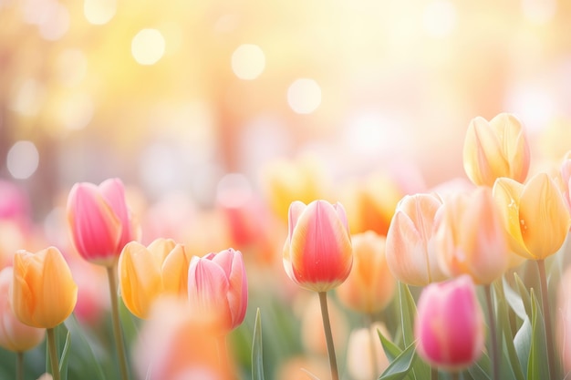 Rosa und gelbe Tulpen im Sonnenlicht