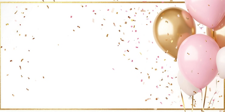 Foto rosa und goldene ballons mit konfetti