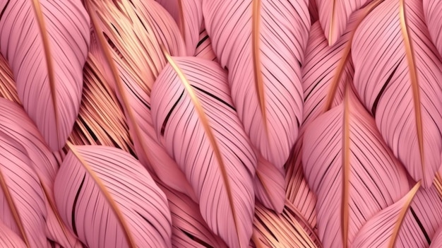 Rosa und goldener Luxus-Hintergrund mit tropischen Blättern Illustration AI Generative