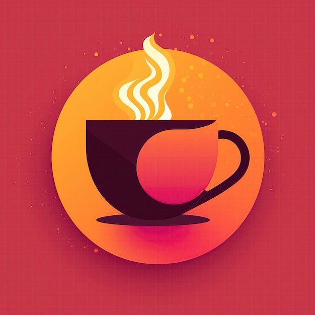 Rosa und orangefarbenes Bild des Kaffeetasse-Logos. Generative KI