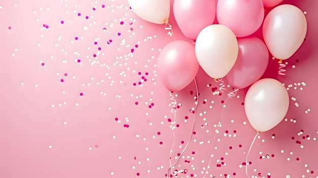 Rosa und weiße Ballons Zusammensetzung Hintergrund Feier-Design-Banner