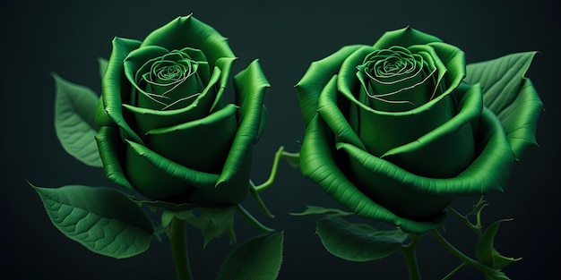 Una rosa verde con un corazón en ella