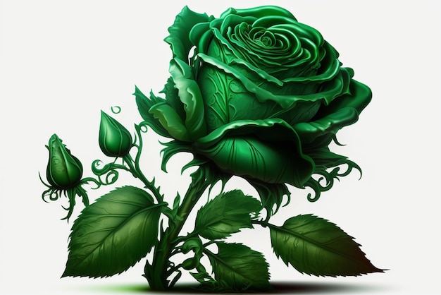 rosa verde em um fundo branco