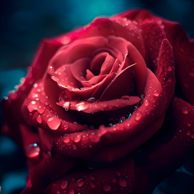 Rosa vermelha com gotas de água papel de parede de Ai