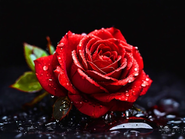 rosa vermelha em fundo escuro com gotas de orvalho closeup imagem download