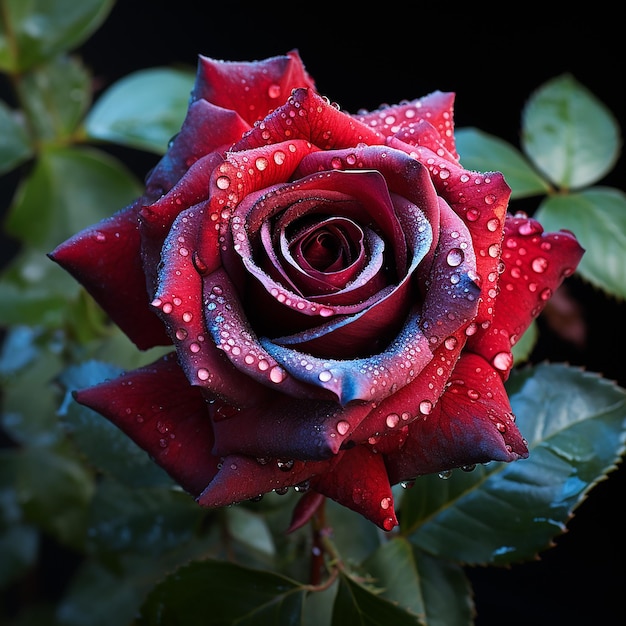 Rosa vermelha em plena floração, celebração de cores profundas