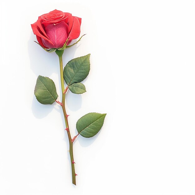 Foto rosa vermelha isolada em fundo branco, epítome de beleza para redes sociais