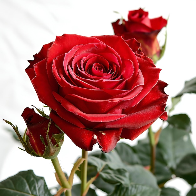 Foto rosa vermelha isolada em fundo branco foto de estúdio para o dia dos namorados