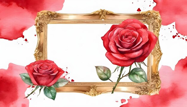 Rosa Vermelha Quadro de Amor Fundo floral