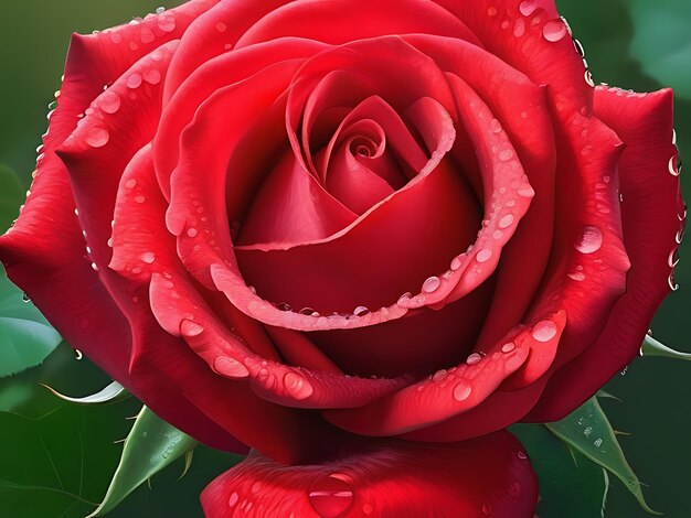 Rosa vermelha vibrante em plena floração com delicadas pétalas aveludadas 3