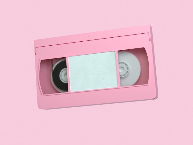 rosa Videobandkassette 3d, die minimalen Stil wiedergibt