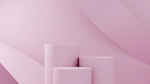 Rosa-violetter Geometriesockel für die Anzeige Leerer Produktstand mit einer geometrischen Form im minimalen Stil 3d-Rendering-Illustration