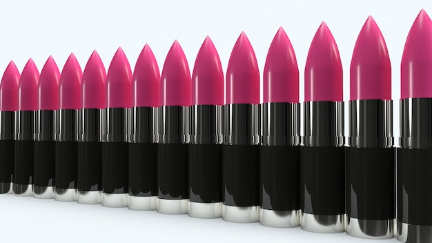Foto rosa wiedergabe des lippenstifts 3d für kosmetik