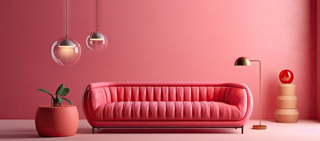 Foto rosa wohnzimmer mit rosa couch