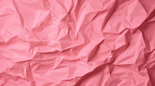 Rosa zerknitterter Texturpapierblatthintergrund Zerknitterter roter Papierhintergrund Nahaufnahme strukturierter Hintergrund bunte handgefertigte kreative Kunst abstrakter Stil generieren ai