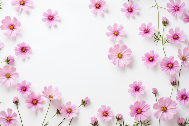 Rosafarbene Blumen auf einem weißen Hintergrund