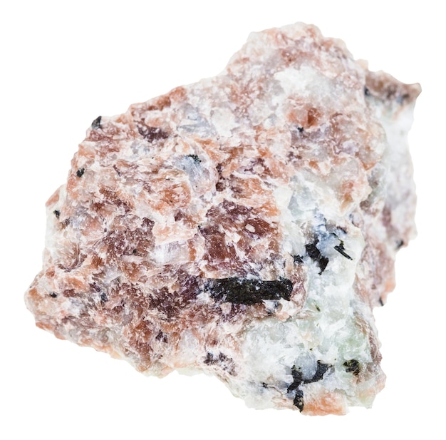 Rosafarbene Miserite-Kristalle in Stein isoliert