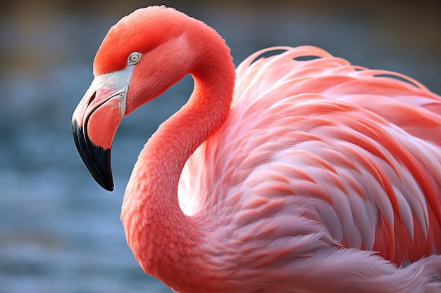 Rosafarbener Flamingo voller Details, wunderschöne helle und lebendige Farben, wunderschönes Tier