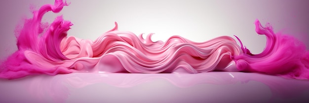 Rosafarbener Spritzer, der schöne Wirbel bildet, isoliert auf weißem Hintergrund