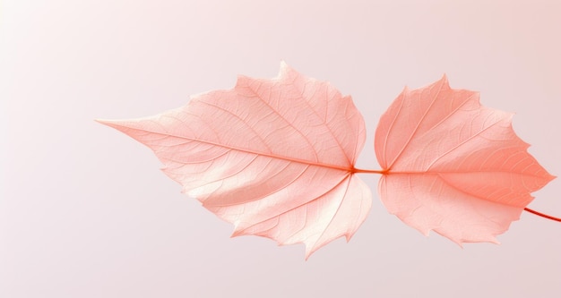 Foto rosafarbenes blatt mit hellgrünem hintergrund