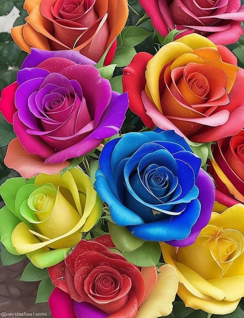 Rosas arco-íris únicas e muito especiais geradas por ia