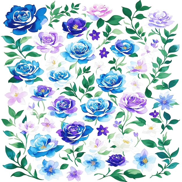 Rosas azuis e violetas