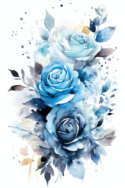 Rosas azules sobre un fondo blanco.