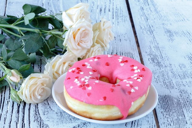 rosas blancas y donas