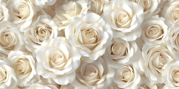Rosas blancas fondo de patrón sin costuras Ai Generado