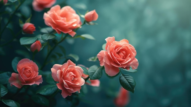 Rosas cor-de-rosa com Bokeh em fundo texturizado Espaço de cópia