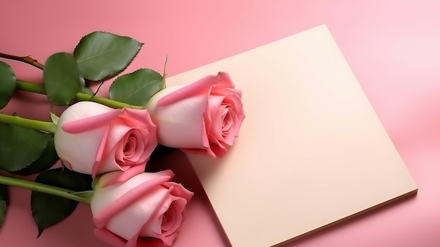 rosas cor de rosa e papel de parede HD 8k embrulhado para presente imagem fotográfica