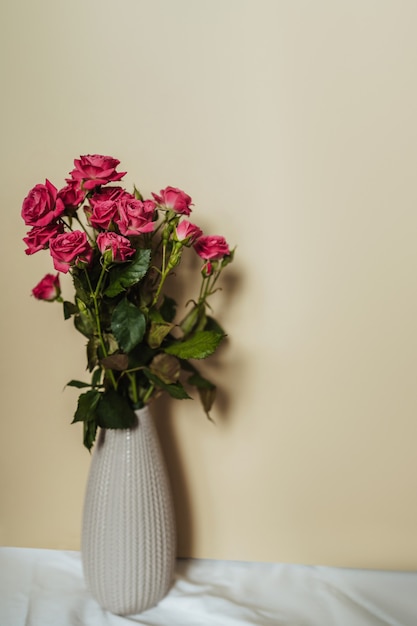 Rosas cor de rosa em um vaso