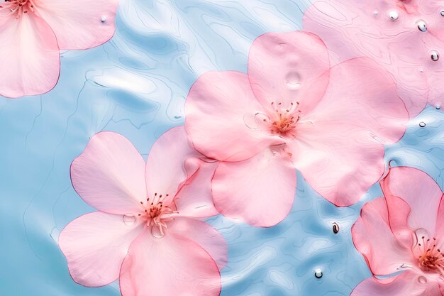 rosas cor de rosa flutuando na água azul