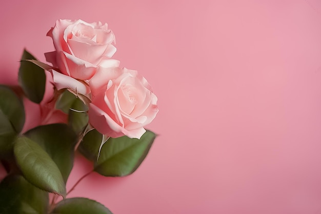 Rosas cor de rosa isoladas em fundo branco AI gerado