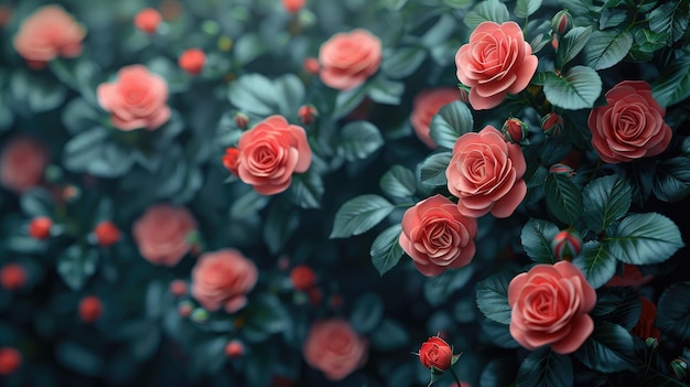 Rosas cor-de-rosa vibrantes com fundo desfocado com espaço de cópia